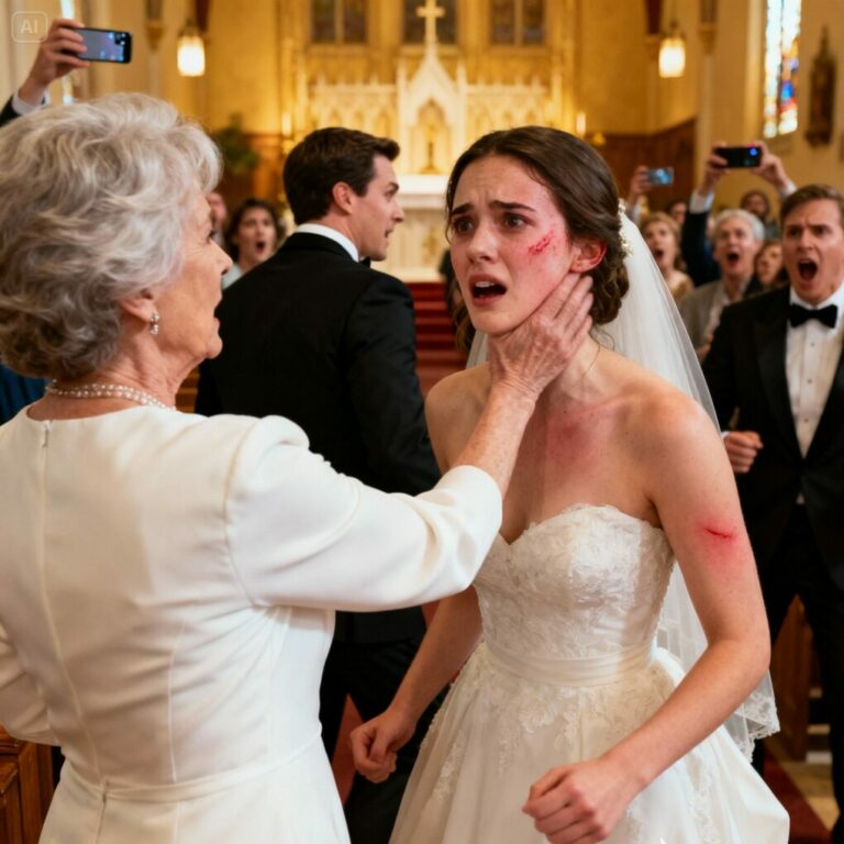 “The sound of her slap echoed through the church, and my mother-in-law hissed, ‘Do your job, you stupid girl.’ The crowd gasped. My cheek burned. Then my fiancé’s voice cut through the silence: ‘Mom… why did you just hit my bride?’ In that moment, I realized my wedding wasn’t about love anymore—it was about truth. And the truth was about to destroy everything she built.”