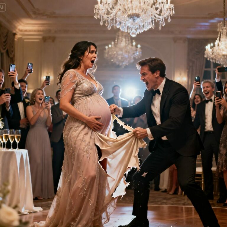 “I stood there eight months pregnant when my ex-husband leaned close and whispered, ‘You shouldn’t have come.’ Then he grabbed my dress and ripped it apart in front of everyone. People laughed. Phones came out. He smiled like he’d won. What Derek didn’t know was this—every second of my humiliation was about to destroy his entire life.”