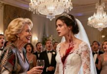 The glass tilted, and I heard her whisper, “This is what happens to girls who marry for money.” Red wine crashed down my wedding dress as the entire ballroom froze. I looked at my billionaire groom and whispered, “Daniel… say something.” He didn’t come to me. He walked toward her. And that’s when I realized—this wasn’t humiliation. It was a trap.