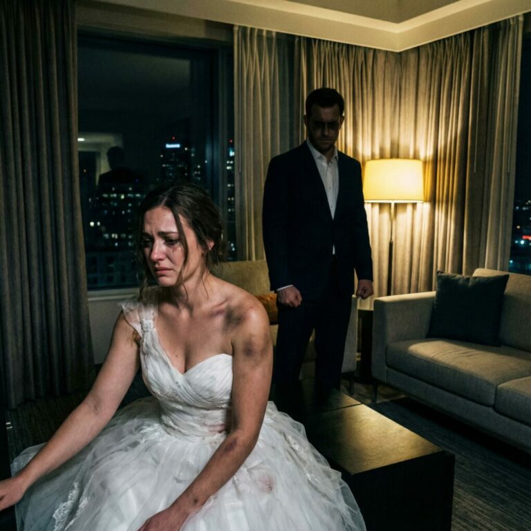 On our wedding night, she pulled away and whispered, “Please… don’t touch me.” My heart shattered—until I saw the bruises blooming across her skin. “Who did this to you?” I asked, my voice breaking. She trembled. “My stepfather.” Rage flooded me as I took her hands. “You’re safe now. I swear—I’ll protect you.” But the truth she hadn’t told me yet would change everything.