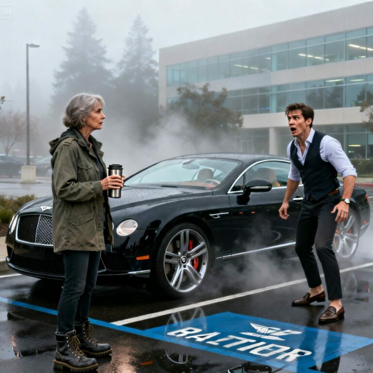 The fog hung heavy over the plaza as I stared at the matte black Bentley parked across my reserved spot. Devon tossed the keys at me like I was trash. “Pick them up! That’s a $200,000 car!” he barked. I let them hit the asphalt. “It’s parked in a tow zone,” I said, calm as a storm. His jaw dropped. He had no idea the building—and every rule in it—was mine. And just like that, the game changed.