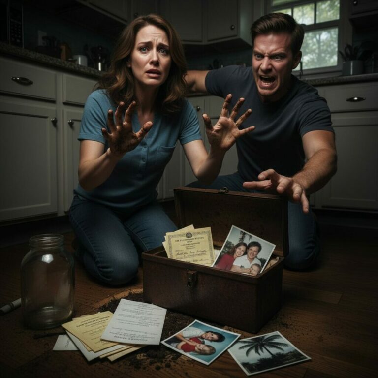 “My husband dumped his dying mother on me and vanished for a year. Just before her last breath, she gripped my hand, whispering, ‘He’s not who you think. Dig under the pickle jar.’ With trembling hands, I pried up the floorboards. My heart stopped. It wasn’t money. It was a secret that turned my entire marriage into a lie. What did I just uncover?”