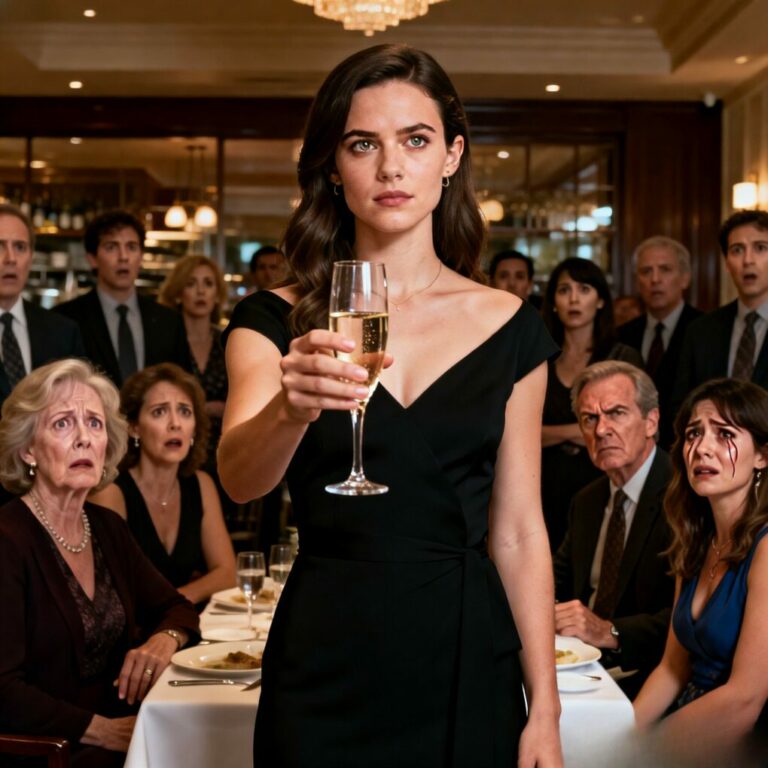 I still remember the clink of champagne glasses when my mother smiled and said, “We’re paying for everything—for our real daughter.” The room went silent. Every eye burned into me. I stood up, raised my glass, and whispered, “Then you should tell them.” Her face drained of color. Because some truths don’t stay buried forever.