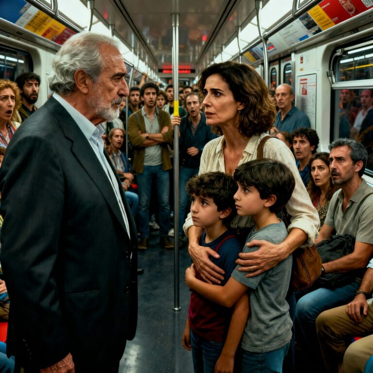 Mi padre me miró en el metro, rodeada de mis hijos, y soltó en voz alta: “¿Por qué no usas el coche que te regalé?” Sentí todas las miradas clavarse en mí. Tragué saliva y respondí: “Mi marido y sus hermanas me lo quitaron. Me amenazaron.” Él bajó la voz, serio: “No te preocupes…” Y ese silencio después… fue lo que más me dolió. Porque no sabía aún lo que iba a hacer.