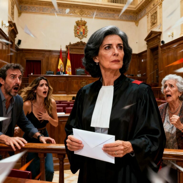 Me susurró: “No llores ahora. Guardarás esas lágrimas cuando me quede con la casa.” Su amante rió bajito. Su madre añadió: “Y el coche. Y tu orgullo.” Yo no dije nada. En la sala del juzgado, el juez abrió mi sobre, leyó… y se rió en voz alta. Mi marido parpadeó. “¿De qué se ríe?” El juez solo dijo: “Del karma.” ¿Qué había en ese sobre?