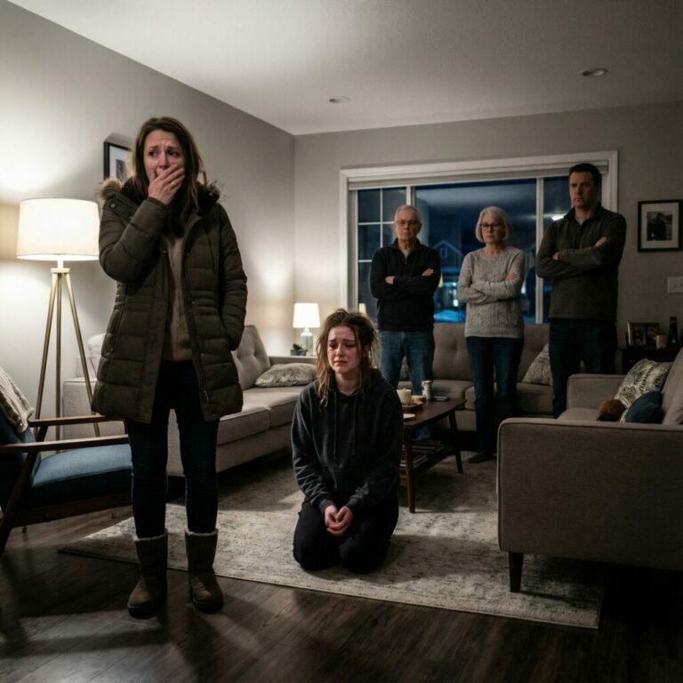 Encontré a mi hija arrodillada en el salón mientras ellos lo llamaban “corrección”; al amanecer ya era libre, y la casa construida sobre el silencio empezó a derrumbarse.