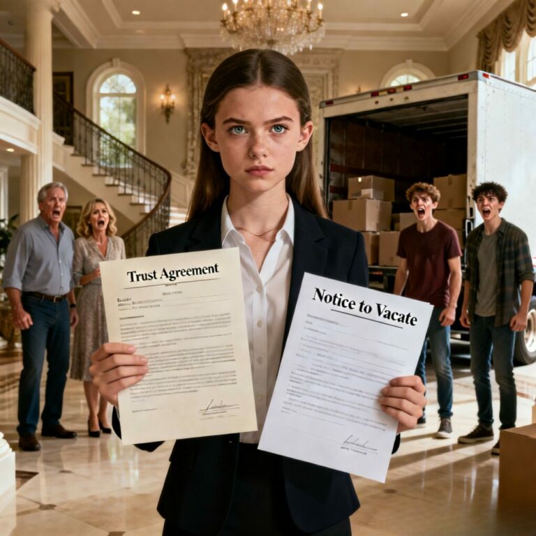 “I watched my own mother sneer, ‘Pack your bags, honey. This mansion is finally ours.’ My brother was already labeling my furniture. Little did they know, I’d signed the trust papers while they were busy toastng to my ‘future’ at dinner. I leaned against the doorframe, flashing the legal eviction notice. ‘Actually,’ I whispered, ‘you’re trespassing on private property.’ Their smiles froze instantly. What they saw on the porch changed everything…”