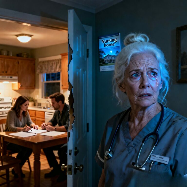 “I stood frozen behind the door, my 70-year-old bones aching from an 18-hour shift. Then, my son-in-law’s voice sliced through the air: ‘She’s a burden, Sarah. It’s time for a nursing home. We deserve our freedom.’  My heart shattered, but I didn’t cry. If they wanted ‘freedom,’ I would give it to them—along with the massive debt they didn’t know I’d already cleared in my name only. As the sun rose, I packed one suitcase and left a single note on the empty safe. They thought I was a helpless old woman, but they’re about to learn that when I disappear, so does their lifestyle.  The hunt for me has begun, but I’m already miles away, starting a life they were never invited to…”