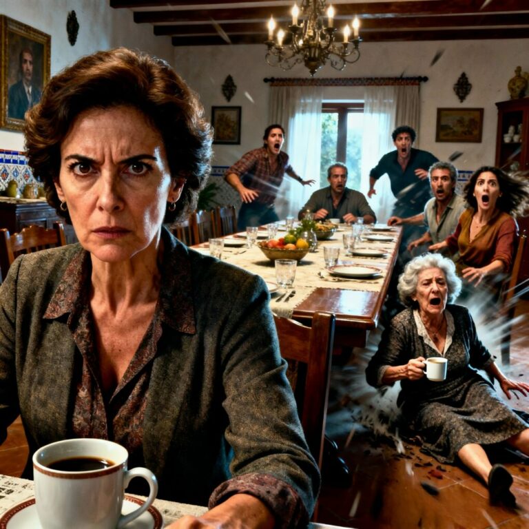El café olía a almendras amargas. Mi marido lo dejó frente a mí y susurró: “Bébelo, se enfría”. No lo hice. En silencio, cambié mi taza por la de mi suegra, que me miraba con desprecio desde la cabecera. Treinta minutos después, alguien gritó mi nombre en mitad del salón y el silencio cayó como una losa. Lo que vi entonces me heló la sangre… ¿por qué nadie quiso mirarme a los ojos?