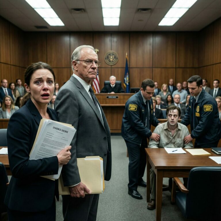 En el autobús camino a mi audiencia de divorcio, le cedí mi asiento a un anciano frágil que temblaba a mi lado. Él sonrió y me dijo: —¿Te importa si voy contigo? Tengo asuntos pendientes.  Me reí, pensando que era una broma… hasta que lo vi bajarse conmigo y seguirme dentro del juzgado. Cuando mi marido levantó la vista y lo reconoció, el color se le fue del rostro. Tragó saliva y murmuró: —Esto… esto no puede estar pasando.  Fue en ese momento cuando descubrí quién era realmente aquel anciano… y por qué mi divorcio estaba a punto de cambiarlo todo.