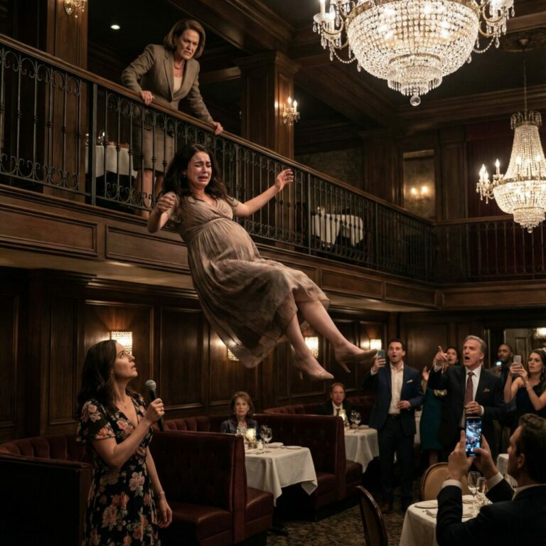 Pensé que el baby shower de mi hermana en aquel restaurante de lujo sería incómodo, pero no cruel. Ella levantó el micrófono, sonriendo, y gritó: “¡Hoy también celebramos el aborto espontáneo de mi hermana!”. La sala estalló en risas. Yo me levanté, temblando. “Eso es enfermizo”, dije. Mi madre me tiró del pelo y me susurró con rabia: “Deja de exagerar”. Luego me empujó desde el balcón del segundo piso. Cuando desperté, la escena frente a mí era inimaginable.