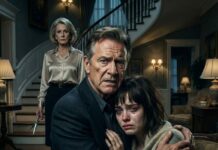 My daughter whispered, “Dad, help,” and the line went dead. I drove at 100 mph to her in-laws’ mansion. My son-in-law blocked the porch, gripping a baseball bat, sneering, “This is a private family matter. Your daughter needed discipline.” One punch dropped him. Inside, I found his mother pinning my daughter down as she screamed, sawing off her long hair. “This is the price of disobedience,” she hissed. I tore my daughter free just in time—her body burning with fever as she collapsed in my arms. They thought I’d leave quietly. They were wrong. It was time they learned who I really am.