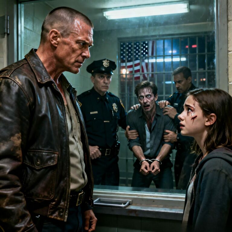 My daughter’s voice crackled over the phone, trembling with terror: ‘Dad, he beat me… but the police believe him.’ My blood turned to ice. When I stormed into the station, the Sergeant’s smug grin vanished, his face draining of all color. ‘S-Sir?’ he stammered, his hand shaking as he saluted. He realized too late whose child he had just handcuffed. ‘I’m sorry, I didn’t know…’ he whispered. I leaned in, my voice a lethal calm: ‘You chose the wrong side. Now, you’re going to watch your world burn