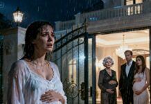 I was nine months pregnant when my mother-in-law opened the door, smiled, and said, “The other woman is moving in tonight. You need to leave.” Behind her, my husband held another pregnant woman’s hand and wouldn’t even look at me. As rain soaked my clothes and blood ran down my legs, I whispered, “You just destroyed your own empire… you just don’t know it yet.”