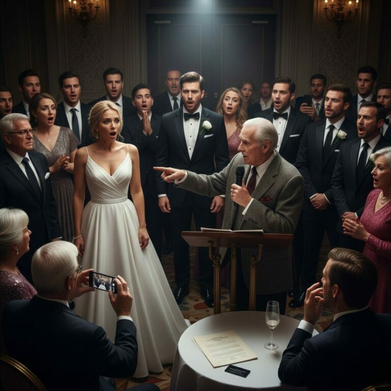 I watched in horror as my sister laughed while her in-laws called our grandfather a ‘homeless intruder’ because of his worn-out suit. Then, Grandpa calmly grabbed the mic. ‘Since I’m too poor for this wedding,’ he whispered, his voice echoing through the hall, ‘I’ll start by canceling the $10 million dowry check I just signed.’ The room turned ice-cold. Is it too late for her to beg for forgiveness