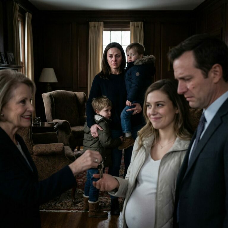 I watched my mother-in-law hand my house keys to my husband’s pregnant mistress and smile, saying, ‘She deserves it more than you.’ I didn’t scream. I didn’t cry. I just held my children tighter and nodded. What none of them knew—what made this moment deadly quiet—was that I owned the company paying for their entire lifestyle. And that smile? It would haunt them forever.