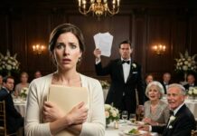 I never thought my sister’s wedding would turn into the day my family finally showed their true faces. As the music played and everyone smiled, my mother leaned in and whispered, “Sign the papers now. It’s family property anyway.” My father’s eyes were cold, greedy. My heart pounded—until her fiancé suddenly stood up and said, “There’s something you all need to know.” What he revealed next didn’t just stop the wedding… it shattered their lives forever.