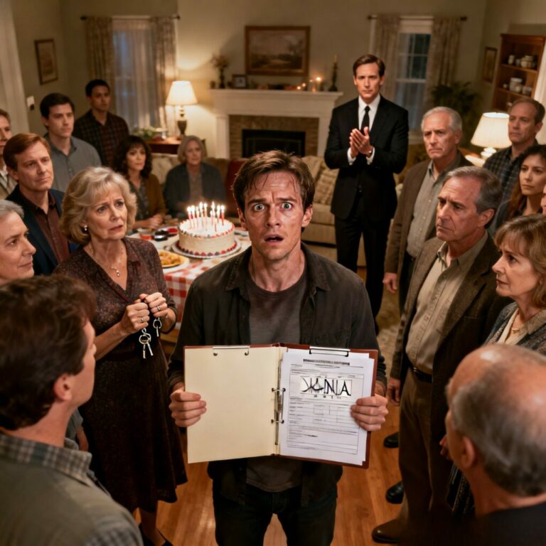 I walked into my “surprise” 30th birthday party and instantly knew something was wrong. Seventy-five relatives stood there in silence. No smiles. No hugs. My dad shoved a folder into my hands and said, “These are the DNA results. You’re not ours.” My mom grabbed my car keys. Then someone I’d never seen before started clapping behind me… and that’s when everything changed.