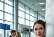 I came to the airport just to wave goodbye to a friend—until I saw my husband in the departure lounge, arms wrapped around the woman he swore was “just a coworker.” I walked closer, heart pounding, and heard him whisper, “Everything is ready. That fool is going to lose everything.” She laughed, “And she won’t even see it coming.” I didn’t cry. I didn’t scream. I just smiled… because I’d already set my trap.