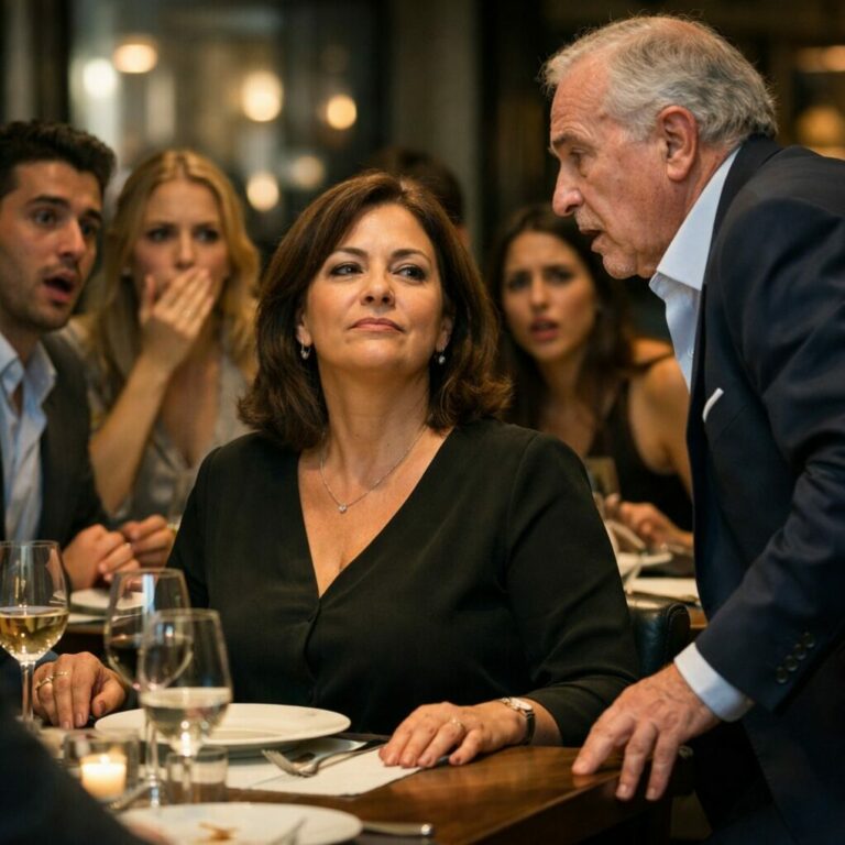 Cuando mi nuera me presentó a su familia rica, alguien se rió y escupió sin pudor: —“Esta es la cerda gorda con la que tenemos que convivir.” Las risas llenaron la mesa. Yo bajé la mirada… hasta que su padre se quedó pálido al verme. —“Espera… ¿no eres tú mi nuevo jefe?” Y en ese segundo, el poder cambió de lado. ¿O no?