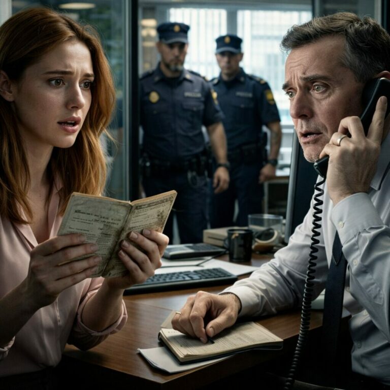 En el funeral, mi abuelo me dejó una vieja libreta bancaria. Mi madre la tiró a la basura y murmuró: “Esto debería haberse quedado enterrado.” No dije nada. Fui al banco. El gerente palideció al verla. Me miró fijamente y susurró: “Llamen a la policía. No la dejen salir.” En ese instante, supe que mi familia me había mentido toda la vida.