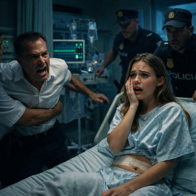 «¡Paga la renta o lárgate!», gritó mi padre mientras yo seguía en el hospital, con las suturas aún frescas. Dije que no. Me abofeteó tan fuerte que caí al suelo. Sangre en la boca, dolor en las costillas. Se burló: «¿Te crees demasiado buena para esta familia?». Entonces escuché sirenas acercarse… y supe que todo estaba a punto de empeorar.