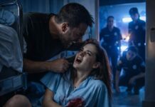 Recién salida de cirugía, apenas podía moverme cuando él irrumpió gritando: “¡Deja de fingir y gana tu lugar en esta casa!”. Intenté decir “todavía me duele…”, pero su mano me golpeó antes de terminar la frase. El sabor metálico de la sangre llenó mi boca mientras caía al suelo frío del hospital. Pensé que nadie vendría… hasta que escuché sirenas acercándose. Pero no sabía si eso realmente me salvaría.