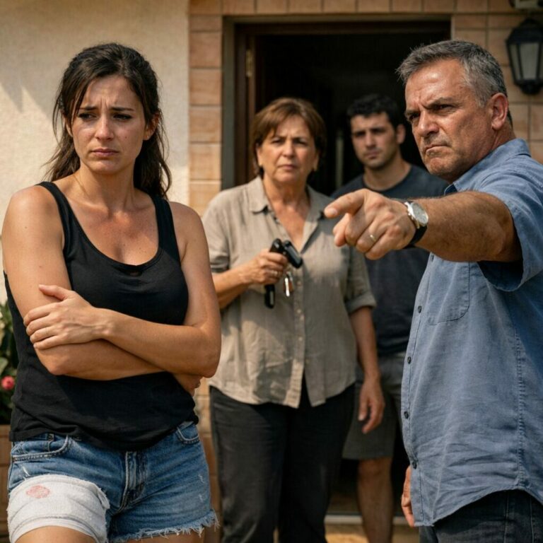 Cojeaba con mi bebé en la cadera cuando escuché la voz de mi padre detrás de mí. Se quedó helado. “¿Por qué caminas? ¿Dónde está tu coche?” Tragué saliva. “Su madre lo tomó… dice que debería agradecer que me dejen quedarme.” Su mandíbula se tensó. “Sube al coche. Esto termina hoy.” No sabía si sentir alivio o miedo… porque mi padre no hablaba así desde la última vez que alguien cruzó un límite.