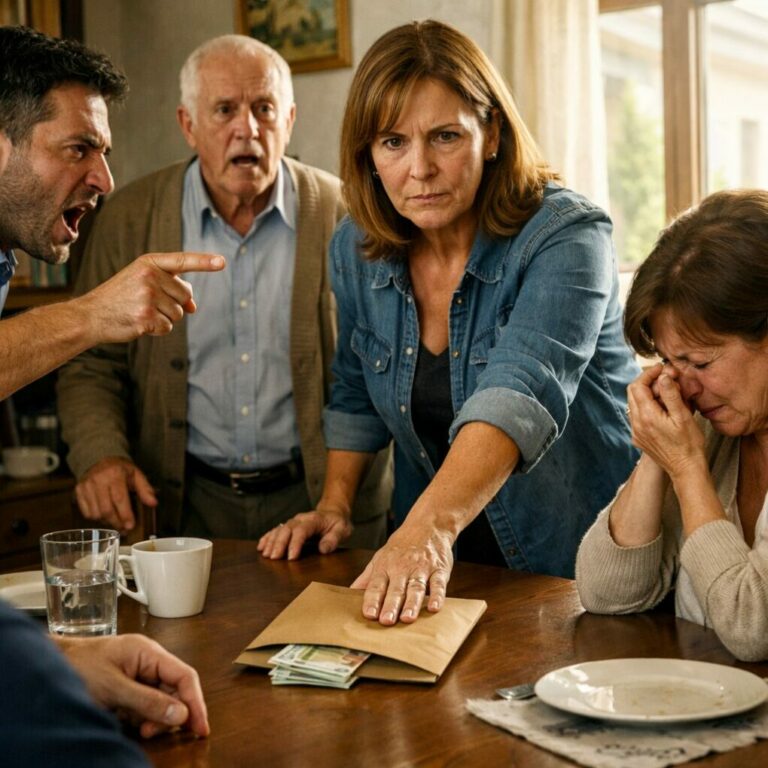 —“¿Espera… ESA ES… ¿TÍA SOFÍA, OLIVIA?!” Mi suegra se quedó blanca como el mármol. Esa mañana, mi hija fingió fiebre para no ir al colegio. Al mediodía, escuchó una llave girar en la cerradura. Desde la habitación vio a su tía entrar, meter algo en el abrigo de su abuela… Y luego, por teléfono, susurrar: —“Esta noche llama a la policía. Ese idiota no sospechará nada.”