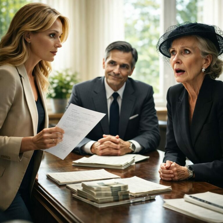 Cuando mi esposo murió, pensé que el dolor ya había tocado fondo. Me equivoqué. Mi suegra me miró sin una pizca de compasión y dijo: “Busca otro lugar para morirte. Mi hijo ya no está aquí para protegerte.” Días después, un abogado sonrió frente a nosotros y preguntó algo que lo cambió todo: “¿Alguna vez leíste el testamento?” Y entonces entendí que la verdadera historia apenas comenzaba…