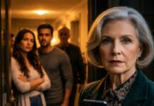 Cuando llegué a MI casa y la llave ya no entraba, supe que algo estaba mal. Mi nuera abrió la puerta, sonrió fría y dijo: “Ahora es nuestra.” Esperaba verme llorar, suplicar. En vez de eso, la miré fijo, saqué mi teléfono y respondí: “Perfecto… entonces empecemos el juego.” No tenía idea de que ese momento sería el principio del peor error de su vida.