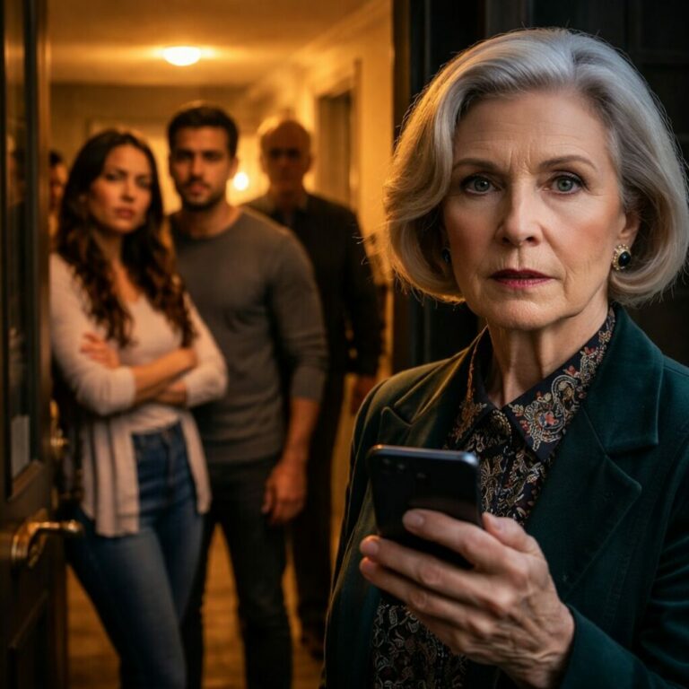 Cuando llegué a MI casa y la llave ya no entraba, supe que algo estaba mal. Mi nuera abrió la puerta, sonrió fría y dijo: “Ahora es nuestra.” Esperaba verme llorar, suplicar. En vez de eso, la miré fijo, saqué mi teléfono y respondí: “Perfecto… entonces empecemos el juego.” No tenía idea de que ese momento sería el principio del peor error de su vida.