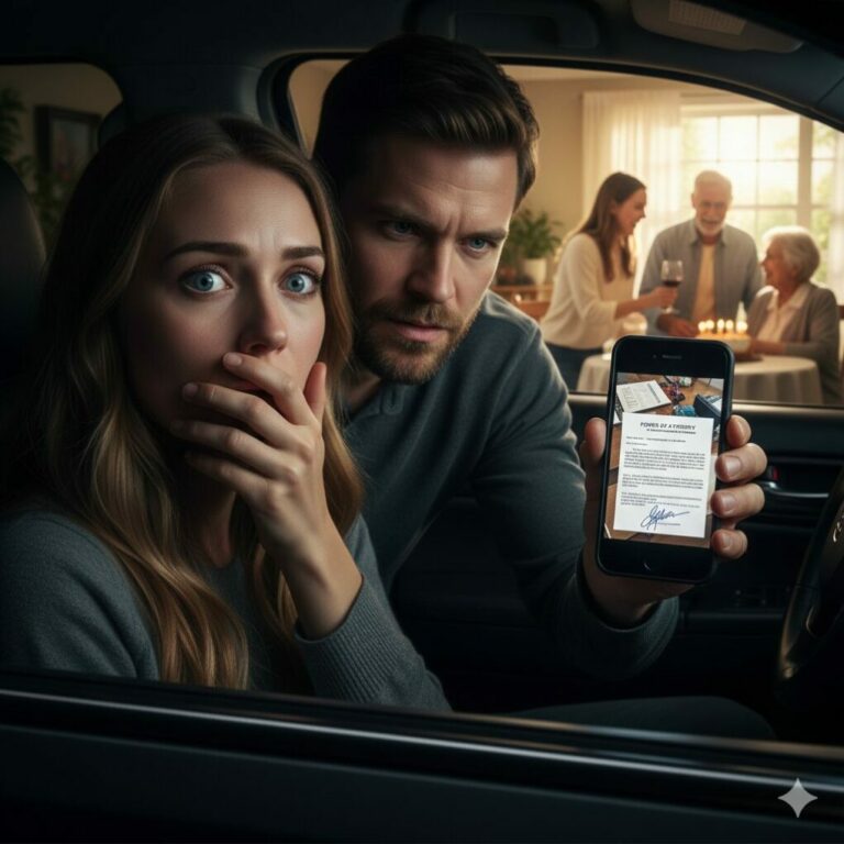 “The cake was lit, and Grandma was smiling, but my husband’s face was deathly pale. He gripped my arm, his voice a terrifying tremor: ‘Don’t scream. Just grab your bag and walk to the car. Now.’ I laughed it off until I saw his eyes—cold, pure panic. As the child safety locks clicked shut, he whispered, ‘Your sister isn’t who you think she is.’ My heart stopped. What did he see?”