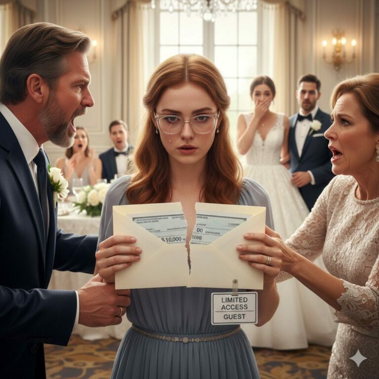 “I held the ‘Limited Access’ badge while my own family feasted. My mother sneered, ‘No plate for you, just watch.’ Fine. I walked to the gift table and snatched back my $10,000 check. ‘Since I’m not a real guest, you don’t need my real money,’ I spat as my sister’s face turned pale. I walked out while they screamed my name, but the real surprise was just beginning…”