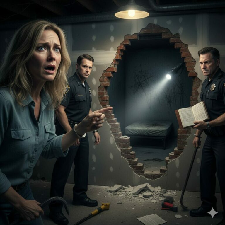 “I thought the renovation would be a fresh start, but the builder’s face told a different story. He gripped my arm, his voice a jagged whisper: ‘There are things behind these walls that were never meant to breathe again. Get out, now!’ As the sirens wail in the distance, I realize the horrifying truth. My husband didn’t keep this house out of love—he kept it to hide what he did. Now, the basement is finally speaking.”