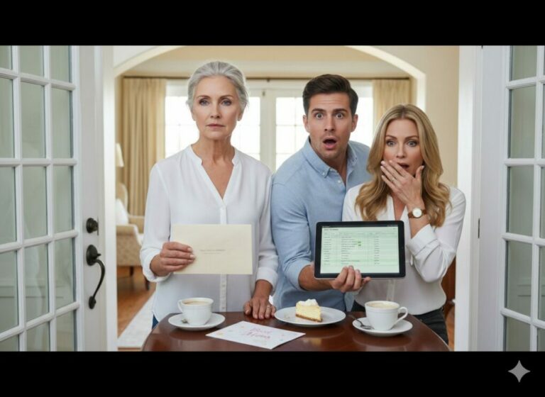 “I stood frozen behind the door, clutching my birthday gift, as my son’s laughter turned cold. ‘Six months, max,’ he whispered, his wife nodding as they placed a bet on my funeral date. My heart shattered, but I didn’t cry. Instead, I left an envelope on the table and vanished. ‘Since you’re so eager for my end,’ I wrote, ‘I’ve decided to start my life without you.’ Now, they’re searching for me, but some secrets are better left buried…”