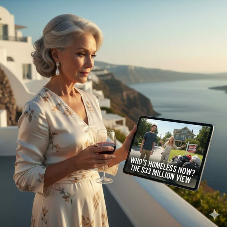 “After 40 years of sacrifice, my own son sneered, ‘Pack your bags, Mom. This house needs a fresh start without you.’ My heart shattered, but I didn’t shed a tear. As I handed him a legal envelope, I whispered, ‘Good luck, son. I sold this place yesterday.’ Now, as he faces eviction from a home he never owned, I’m sipping wine in my $33 million Santorini villa. Who’s homeless now?”