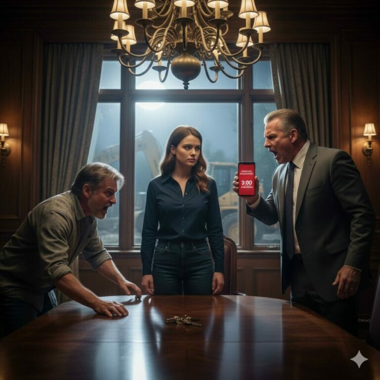 “My father slammed the table, his face contorted with rage. ‘Give your brother the keys, you selfish brat! He needs this mansion more than you do!’ I didn’t argue. I didn’t cry. I simply walked out and pressed a single button on my phone. Twenty minutes later, a man in a black suit stormed in, staring cold-bloodedly at my stunned family. ‘You have exactly three minutes to pack your bags and get out,’ he announced. They thought they could take everything from me, but they forgot one thing: I own the game, and the game just ended.”