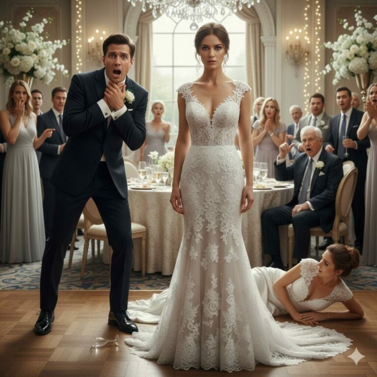 “I stood there, frozen in my white dress, as my husband gripped the mic. ‘This dance is for the woman I’ve secretly loved for ten years,’ he declared. I smiled, stepping forward, but he walked right past me. When he took my sister’s hand, the room erupted in applause, but my world shattered. ‘Dad,’ I whispered, ‘did you give him the money or the secret?’ My husband choked, and my sister hit the floor. What did I just uncover?”