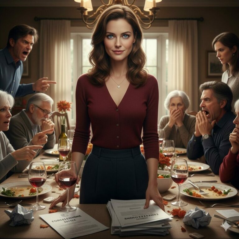 “My brother smirked, slamming the deed on the Thanksgiving table. ‘Mom and Dad are signing the house to me. You get nothing,’ he gloated. As the family cheered for my downfall, I just sipped my wine and locked eyes with my trembling mother. ‘Mom, should I tell them why the bank actually rejected your signature, or will you?’ Silence fell. The golden boy’s face paled. What I knew would destroy everything.”