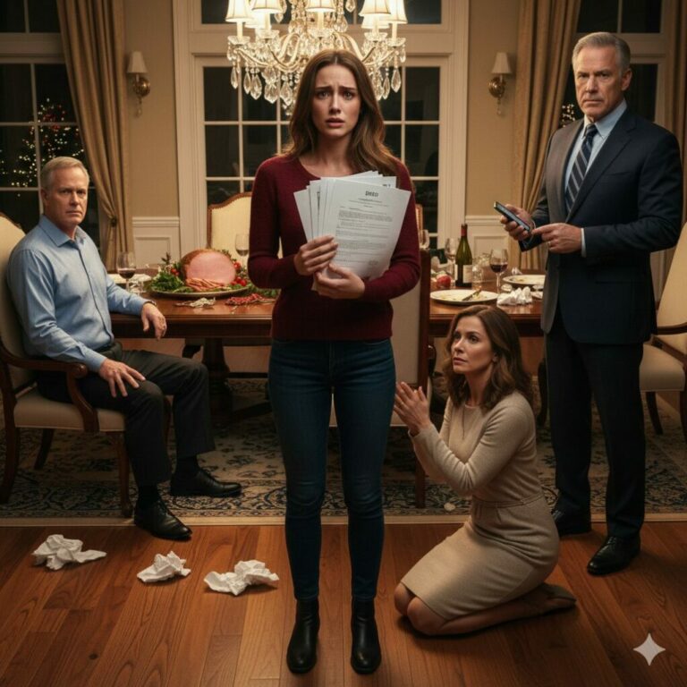 “The silver fork clattered against my plate as my grandfather’s words echoed: ‘So, how’s the house I bought you?’ I froze. ‘What house, Grandpa? I’m still struggling with rent.’ The silence that followed was deafening. I looked at my parents, and the color drained from their faces. ‘You told him she moved in!’ my grandfather roared. My heart hammered against my ribs. What else had they stolen from me? The dinner was over, but the nightmare was just beginning.”