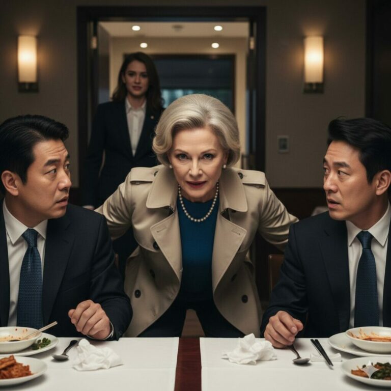 “I sat there, smiling politely like a clueless grandmother, while my daughter-in-law leaned toward the Korean executives. She didn’t know I spent twenty years in Seoul. Then, she whispered in perfect Korean: ‘Don’t worry about the old woman; she’s just a senile prop to make me look family-oriented. Once the contract is signed, I’ll ship her to a home.’ My blood turned to ice. I took a slow sip of tea, looked her dead in the eye, and wondered… should I reveal my secret now, or let her destroy herself first?”