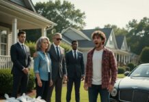 “My own son’s car sped away, leaving me stranded and penniless in the pouring rain. ‘How could he?’ I sobbed, my heart breaking into a million pieces. Suddenly, a cold hand touched my shoulder. ‘Don’t look back,’ a blind man whispered, his voice sending shivers down my spine. ‘Pretend to be my wife right now. My driver is here, and trust me… your son is about to regret the day he was born.’ Who was this stranger, and how did he know my pain?”