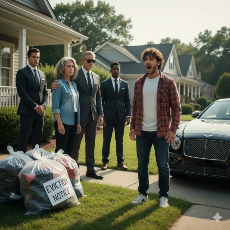 “My own son’s car sped away, leaving me stranded and penniless in the pouring rain. ‘How could he?’ I sobbed, my heart breaking into a million pieces. Suddenly, a cold hand touched my shoulder. ‘Don’t look back,’ a blind man whispered, his voice sending shivers down my spine. ‘Pretend to be my wife right now. My driver is here, and trust me… your son is about to regret the day he was born.’ Who was this stranger, and how did he know my pain?”