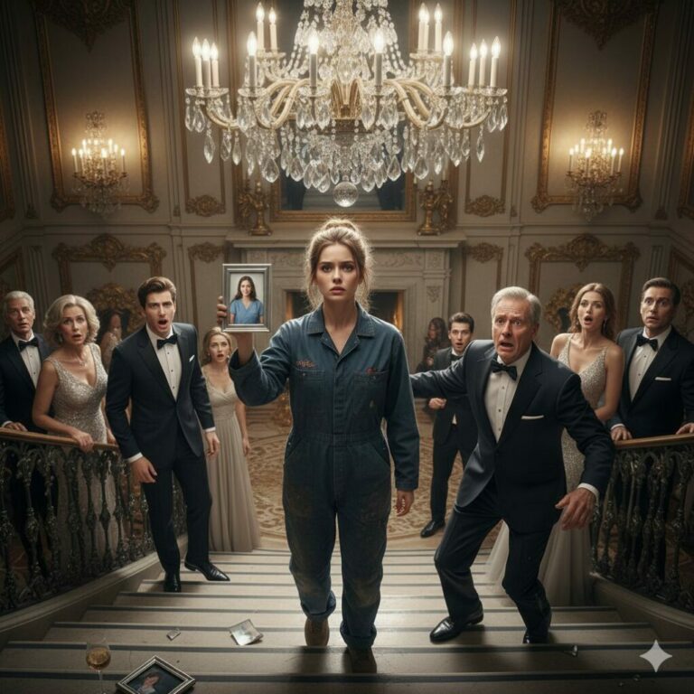 “My own father barred the door, his voice a cold hiss: ‘Hide in the basement. You’re too low-class to ruin your brother’s future with these elites!’ I stood in the dark, clutching my dignity, while my family fawned over their millionaire guests. But then, a shattered glass echoed from the ballroom. The ‘elite’ patriarch was pointing at my photo, his face pale. ‘Where is she? Where is our savior?!’ They didn’t know my secret… but they were about to find out.”