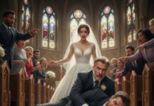 “I thought I was walking my daughter toward her ‘happily ever after,’ but the cold sweat on her palm told a different story. As the priest asked for her vow, she pressed a crumpled note into my hand. ‘Dad, he’s not who you think. Look under the floorboards,’ she whispered, her voice trembling. My blood turned to ice. I looked at the groom’s smiling face and realized—I wasn’t at a wedding; I was at a crime scene. What had I brought into our home?”