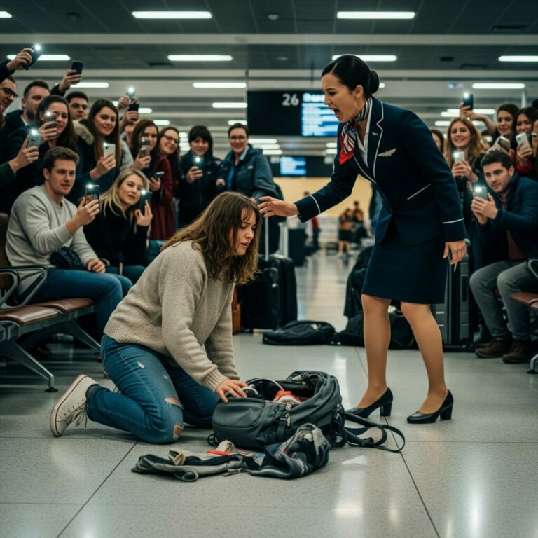 My backpack hit the floor. Wallet, phone, a tiny stuffed elephant… all scattered. Tears blurred my vision. Monica sneered, “Dress like you have self-respect next time!” The crowd laughed. I thought I’d disappear into the tile. And then I heard it: “Who did this to my wife?” My knees trembled as Daniel strode toward me. I realized, in that moment, that humiliation can end in shockingly swift justice.