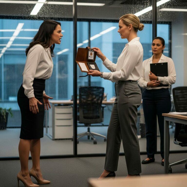 “So… this is about my pants?” I asked, calm as a stone, staring at Tiffany’s fake smile. Her cheeks tightened, and I knew—this wasn’t HR policy anymore. This was power. And I had the leverage they didn’t even realize existed.” Someone just triggered a federal-level breach, and suddenly, the office I knew collapsed into chaos. I zipped my badge into my purse. “Let’s see how they survive without me.”