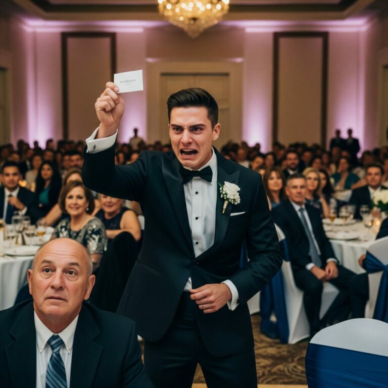 I spent 28 years raising my son alone. Then, at his wedding, I learned what they really thought of me. My son stared at the place card and asked quietly, “Dad… did they really write this about you?” Before I could answer, he turned to the room and said, “This man is my father. And if you disrespect him, you lose me.” Silence followed—and everything shattered.