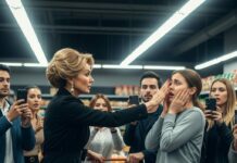 I was still holding my cheek when I heard a voice shout, “Mom, what did you just do?” The entire grocery store went silent. I turned around slowly—and my heart dropped. The woman who had just slapped me… was my fiancé’s mother. She stared at me, trembling, whispering, “I didn’t know it was you.” That’s when I realized: this wasn’t just an accident. This was a warning.